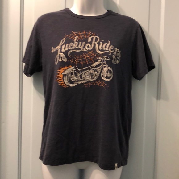 Lucky Brand lucky ride tshirt motorcycle Halloween - Picture 1 of 5